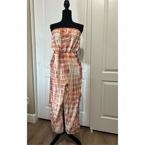 Tiare Hawaii, orange and white tie-dye jumpsuit boho vibe
